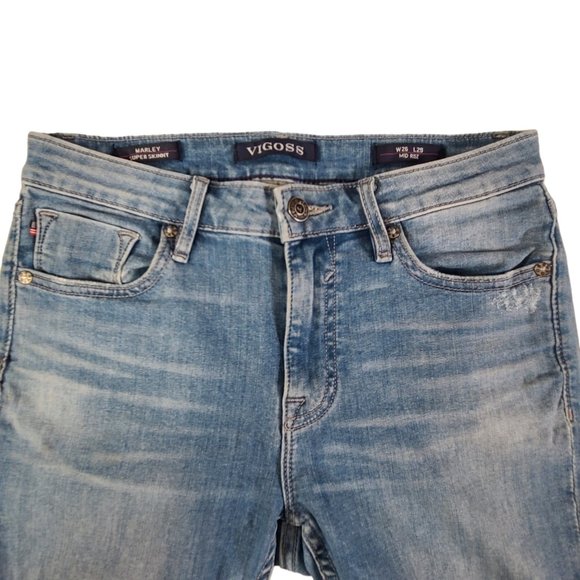 Vigoss Women's Jeans Size 28x28 Marley Super Skinny Distressed Blue Denim * - Picture 6 of 16